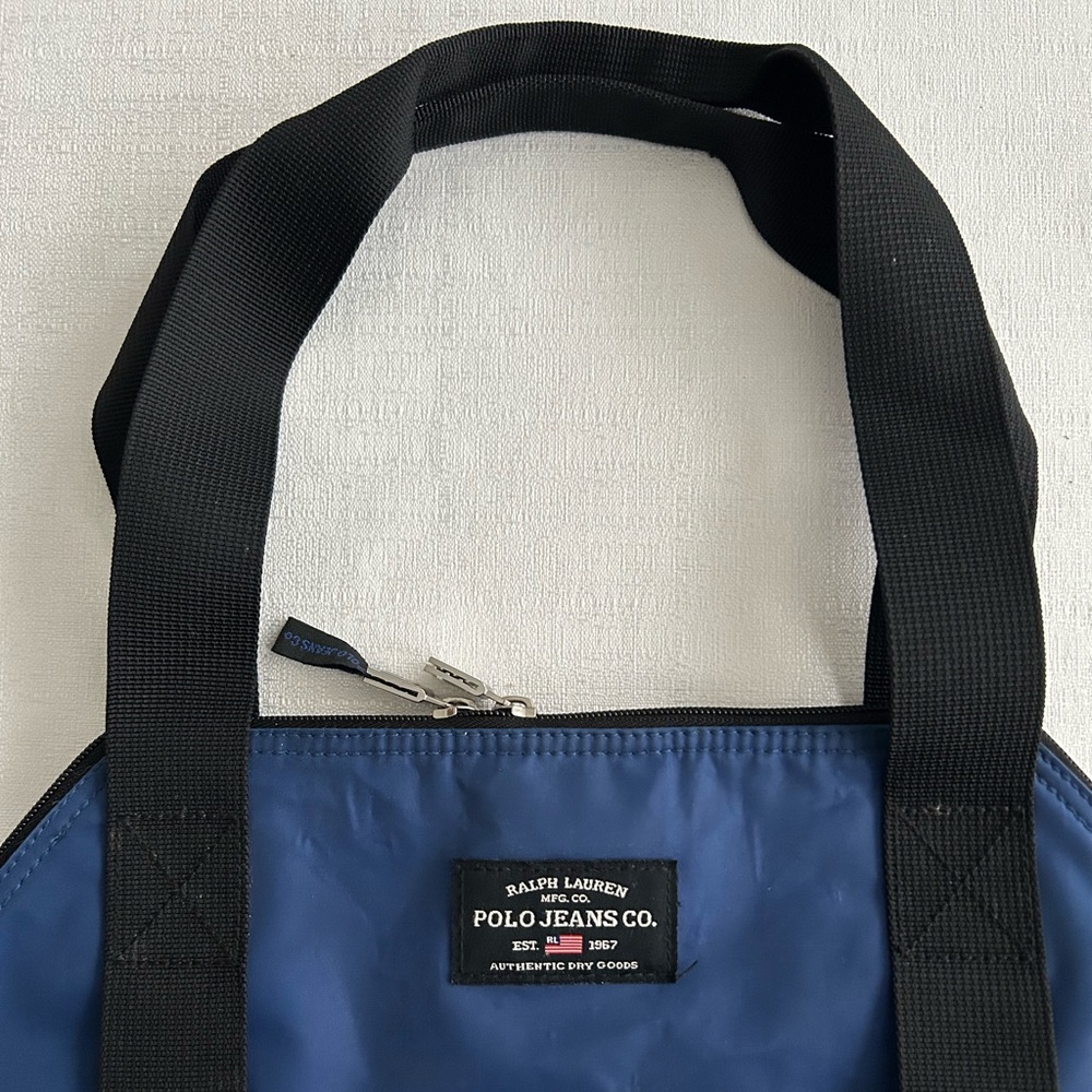 Vintage Ralph Lauren Polo Jeans Co Blue and Black Nylon Gym Duffle Bag